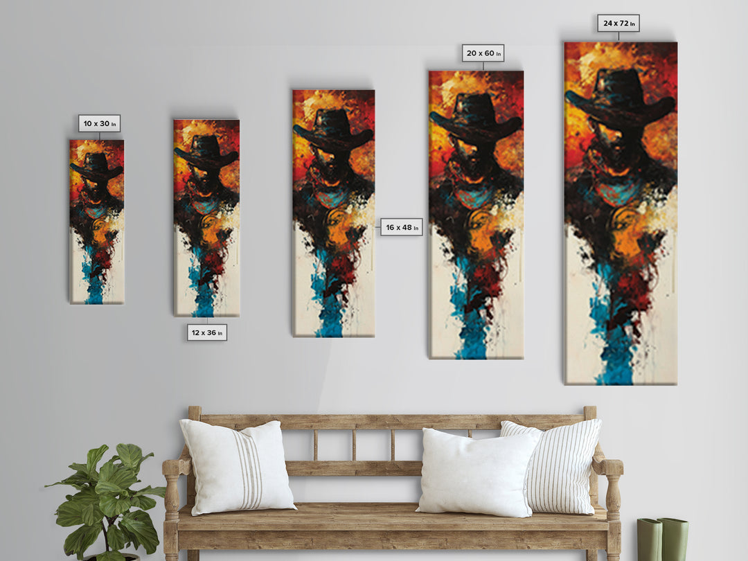 Abstract Cowboy Painting Framed Canvas Print chicano art rustic wall art dark romance painting western decor moody art above couch art