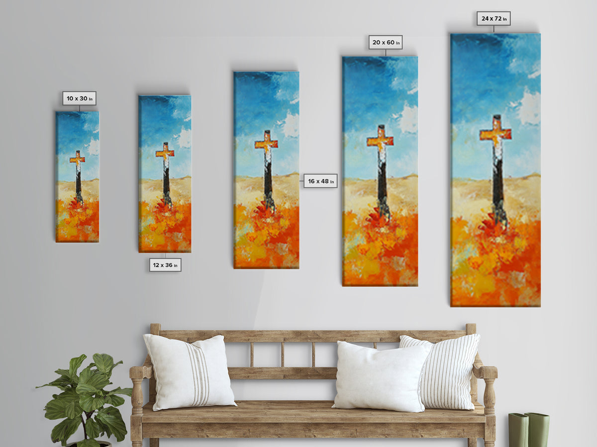 Abstract Cross Painting Framed Canvas Print rustic wall art, fruit of the spirit wall art, moody art, spiritual painting, Christian art