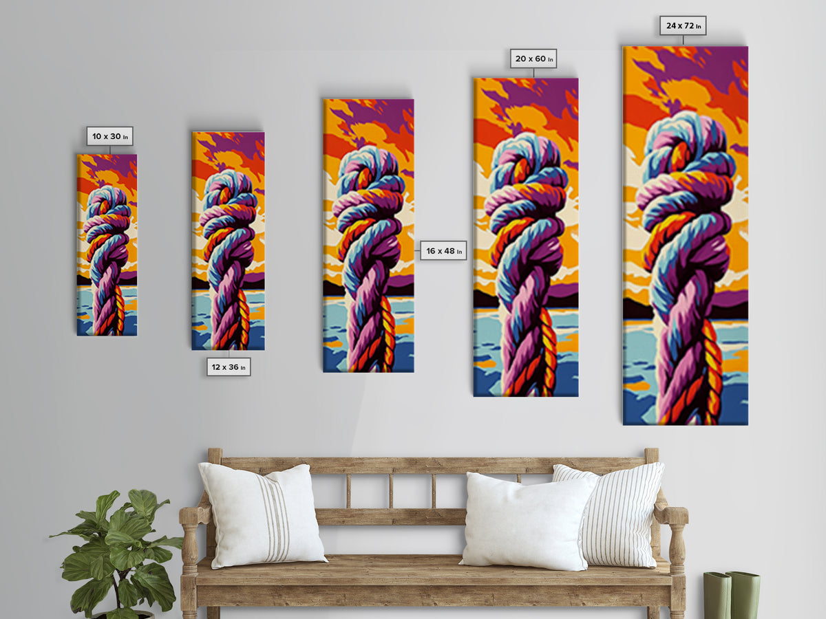 Nautical Knot at Sunset Framed Canvas Print coastal decor nautical painting ocean art coastal cowgirl wall art gift idea for her