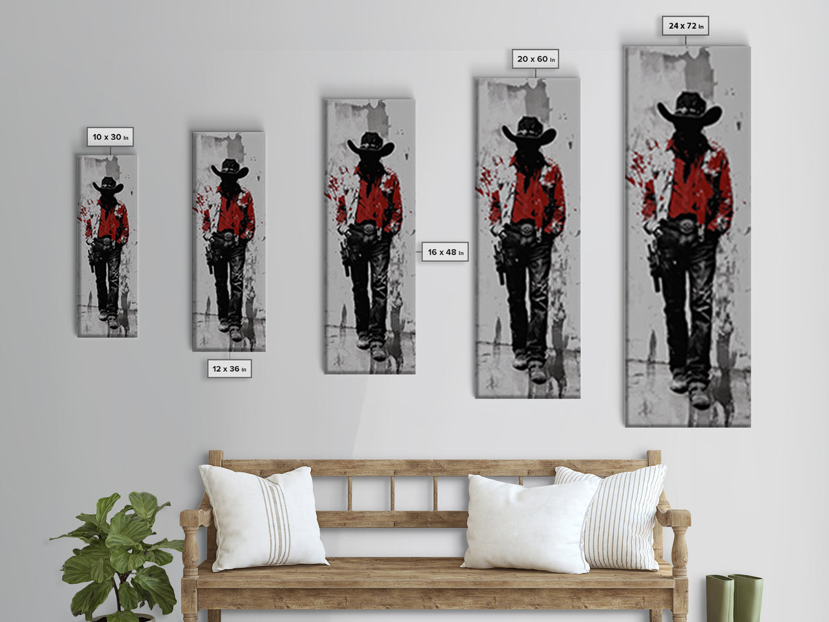 Gunslinger Cowboy Art, Framed Canvas Print, cowgirl painting, rustic wall art, moody art, gift idea, southwest wall art, vintage art