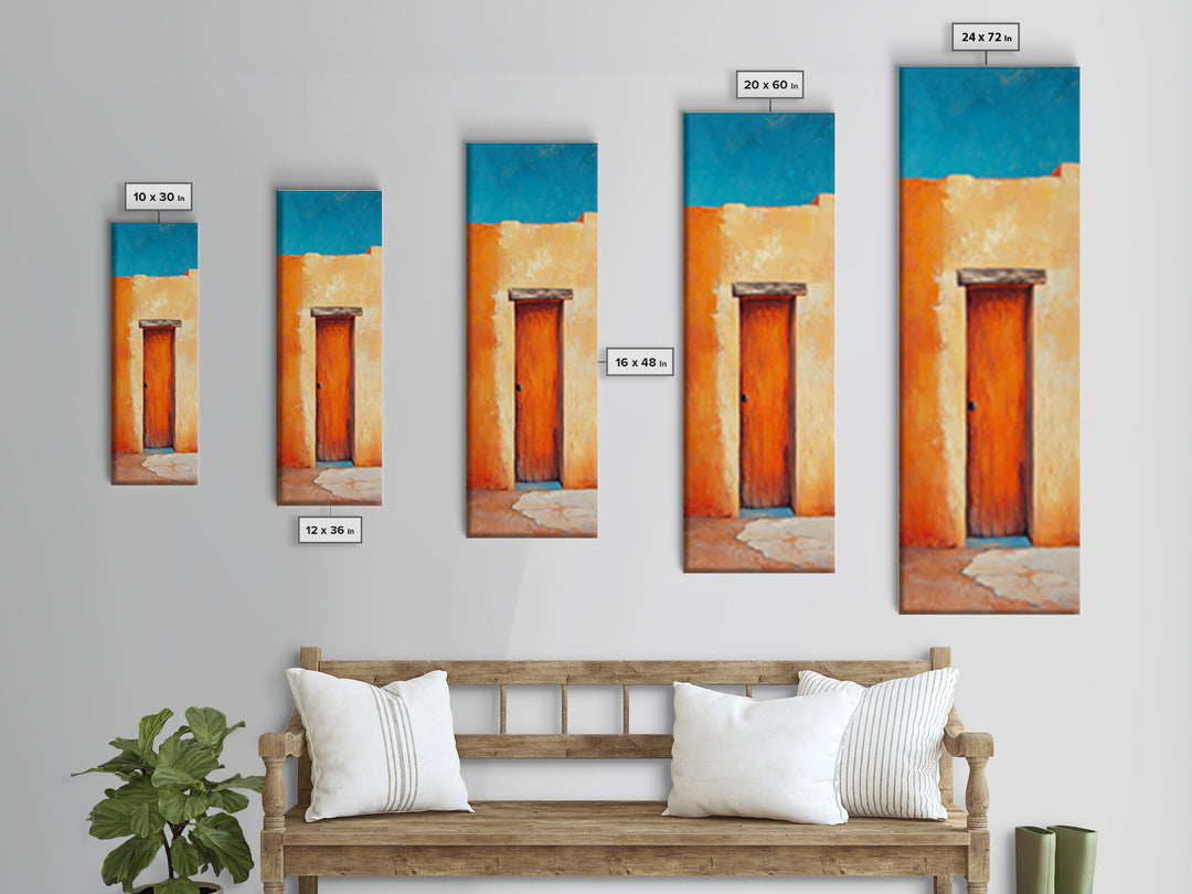 Desert Sunset Door Canvas Print Rustic Southwest Wall Art Warm Earth Tone Art Wabi Sabi Painting Living Room Wall Art