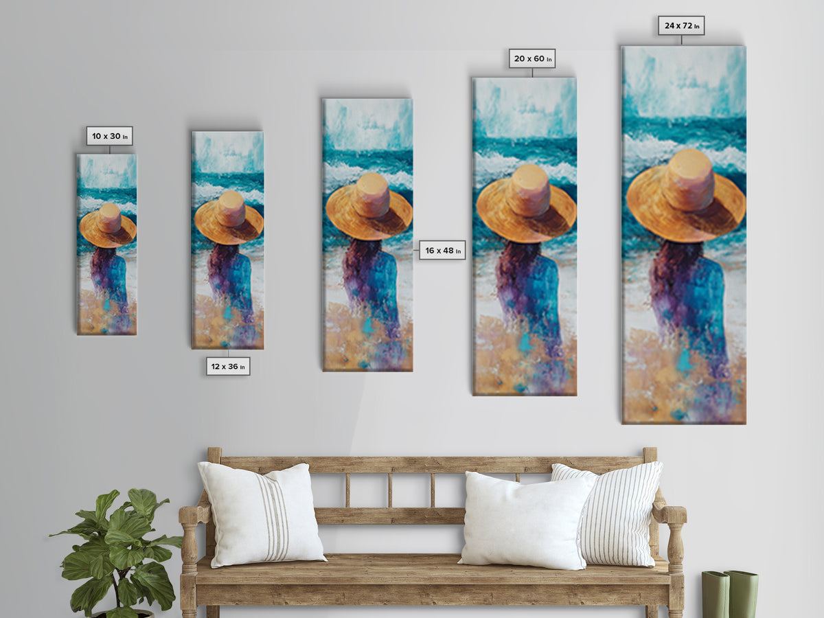 Ocean Breeze Coastal Cowgirl Wall Art Framed Canvas Print Coastal Decor Boho Art Nautical Painting Guest Room Art