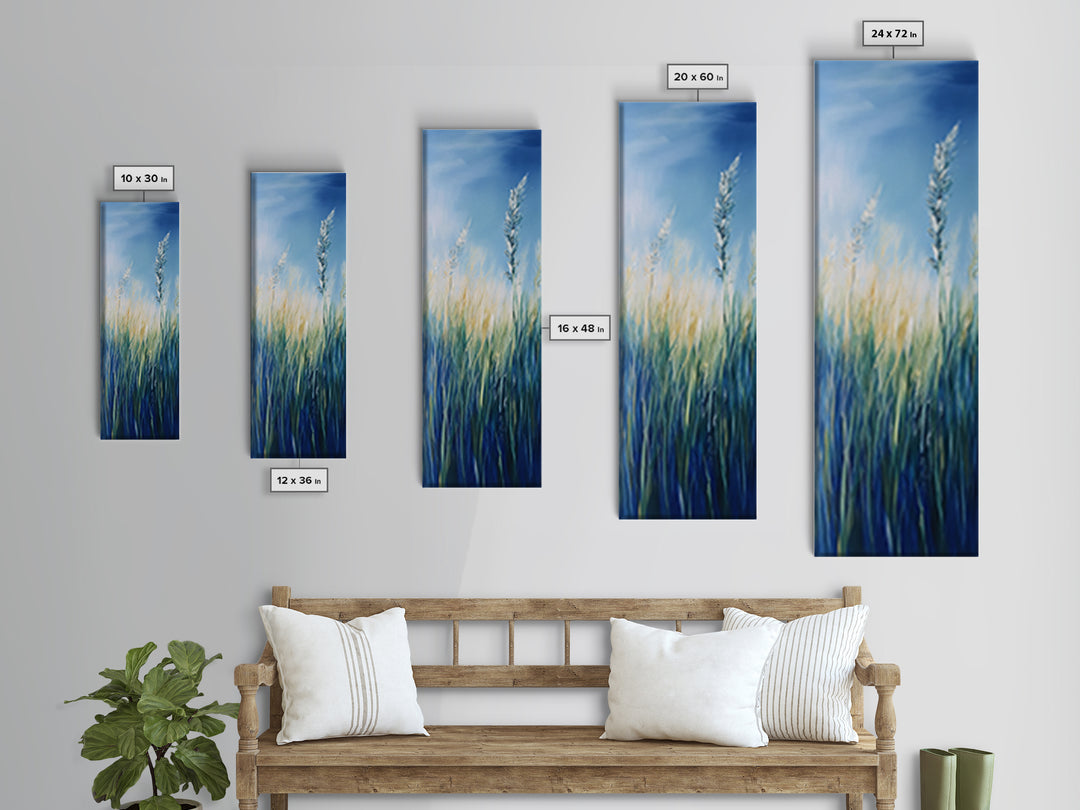Bluegrass Field Wildflower Painting Framed Canvas Print Rustic Art Vertical Wall Art Farmhouse Art Botanical Prints