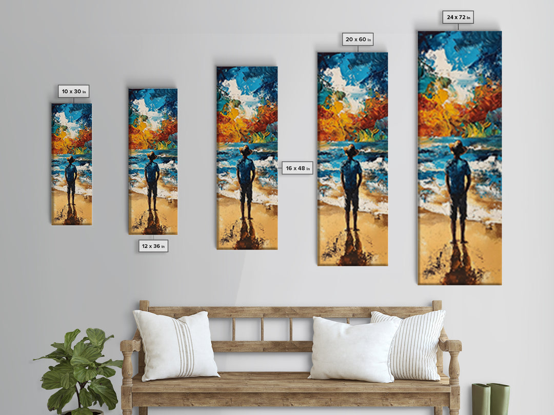 Ocean Reflection Man Framed Canvas Print landscape painting moody art coastal wall art seascape painting rustic decor guest room art