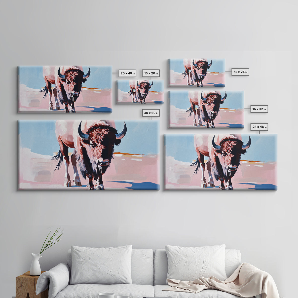 Bison, western art, rustic wall art, framed canvas print, above couch art, farmhouse art, black cowgirl painting, original painting