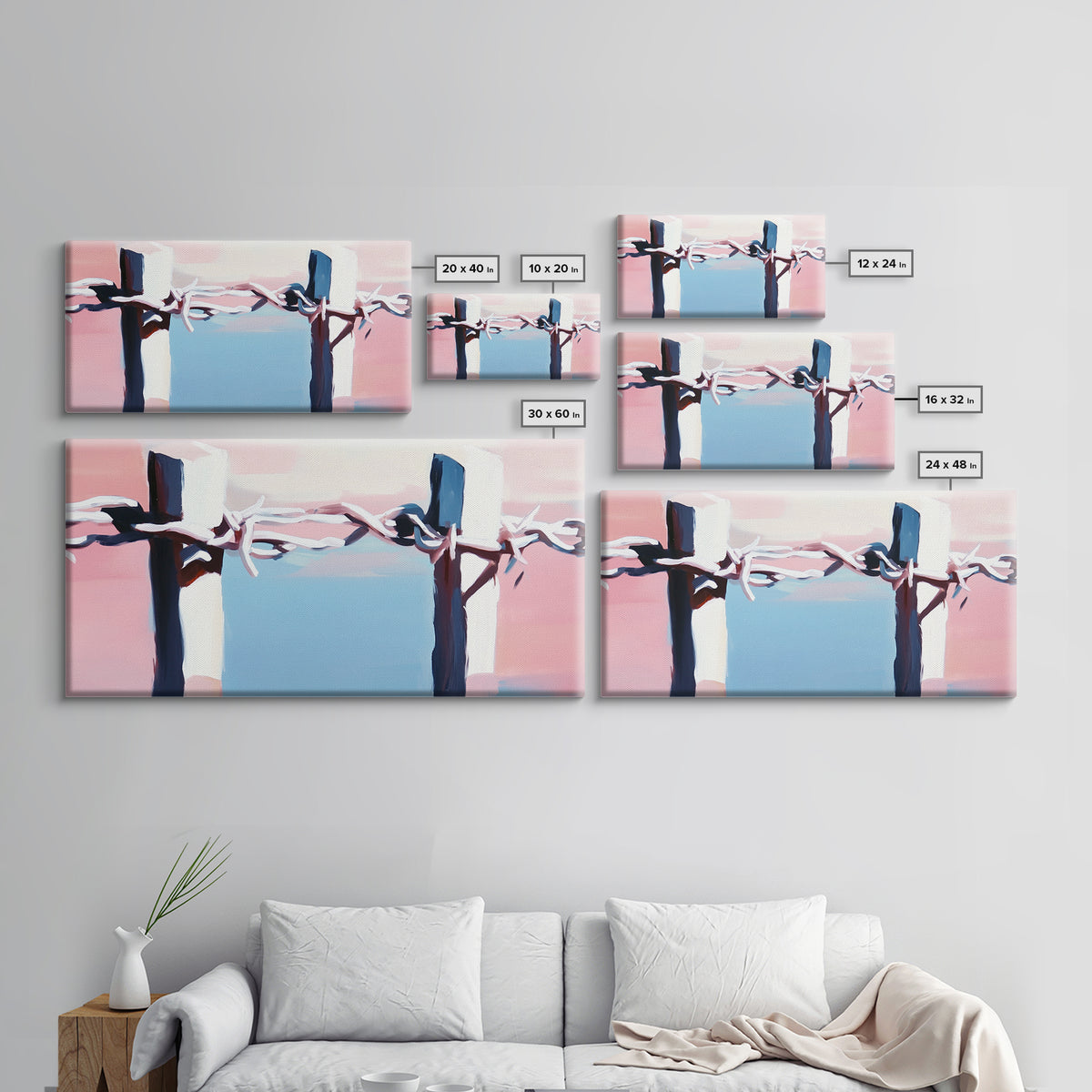 Barbed Wire Fence, rustic decor, pink abstract art, southwest wall art, minimalist art, boho art, framed canvas print