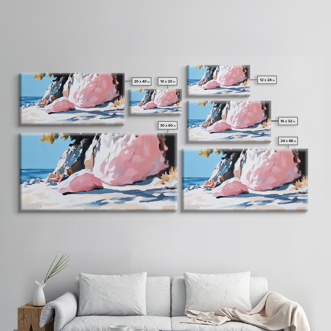 Coastal Landscape Art, Nautical Painting, Beach House Art, Panoramic Art, Seascape Painting, Canvas Print, Minimalist Art, Horizontal Wall Art