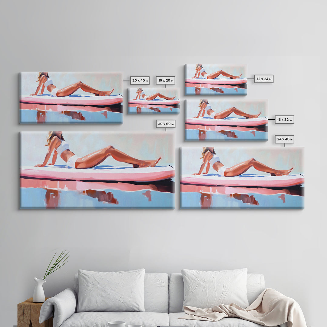 Coastal Woman, coastal wall art, beach painting, pastel art, nautical decor, surf wall art, canvas print