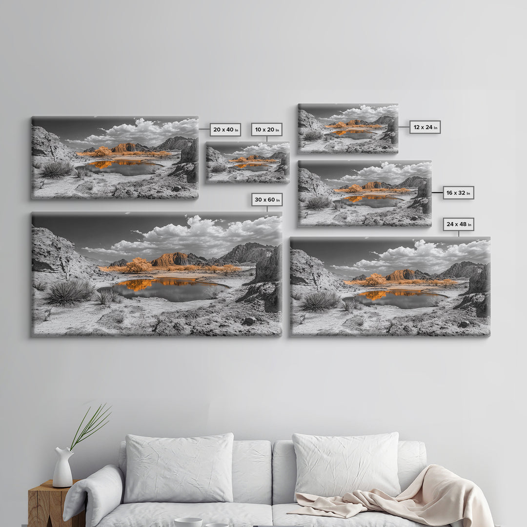 Desert Oasis Reflection Canvas Print Joshua Tree Art Southwest Wall Art Panoramic Art Above Sofa Art Gift Idea Rustic Wall Art