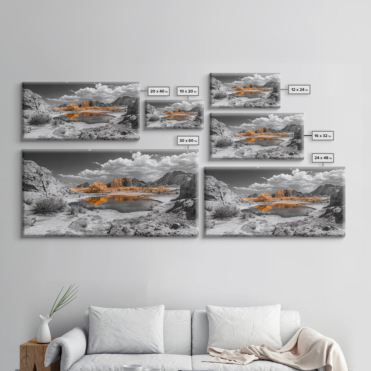 Desert Oasis Reflection Canvas Print Joshua Tree Art Southwest Wall Art Panoramic Art Above Sofa Art Gift Idea Rustic Wall Art