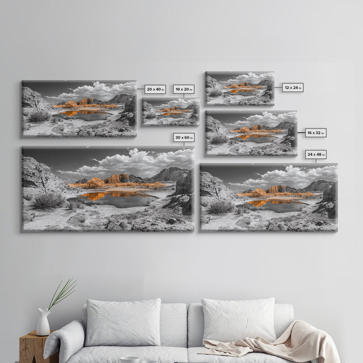 Desert Oasis Reflection Canvas Print Joshua Tree Art Southwest Wall Art Panoramic Art Above Sofa Art Gift Idea Rustic Wall Art