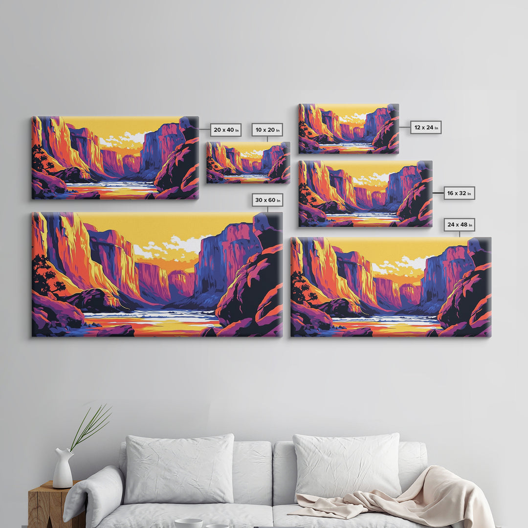 Yosemite Valley, mountain painting, landscape painting, rustic wall art, Joshua tree art, southwest wall art, framed canvas print