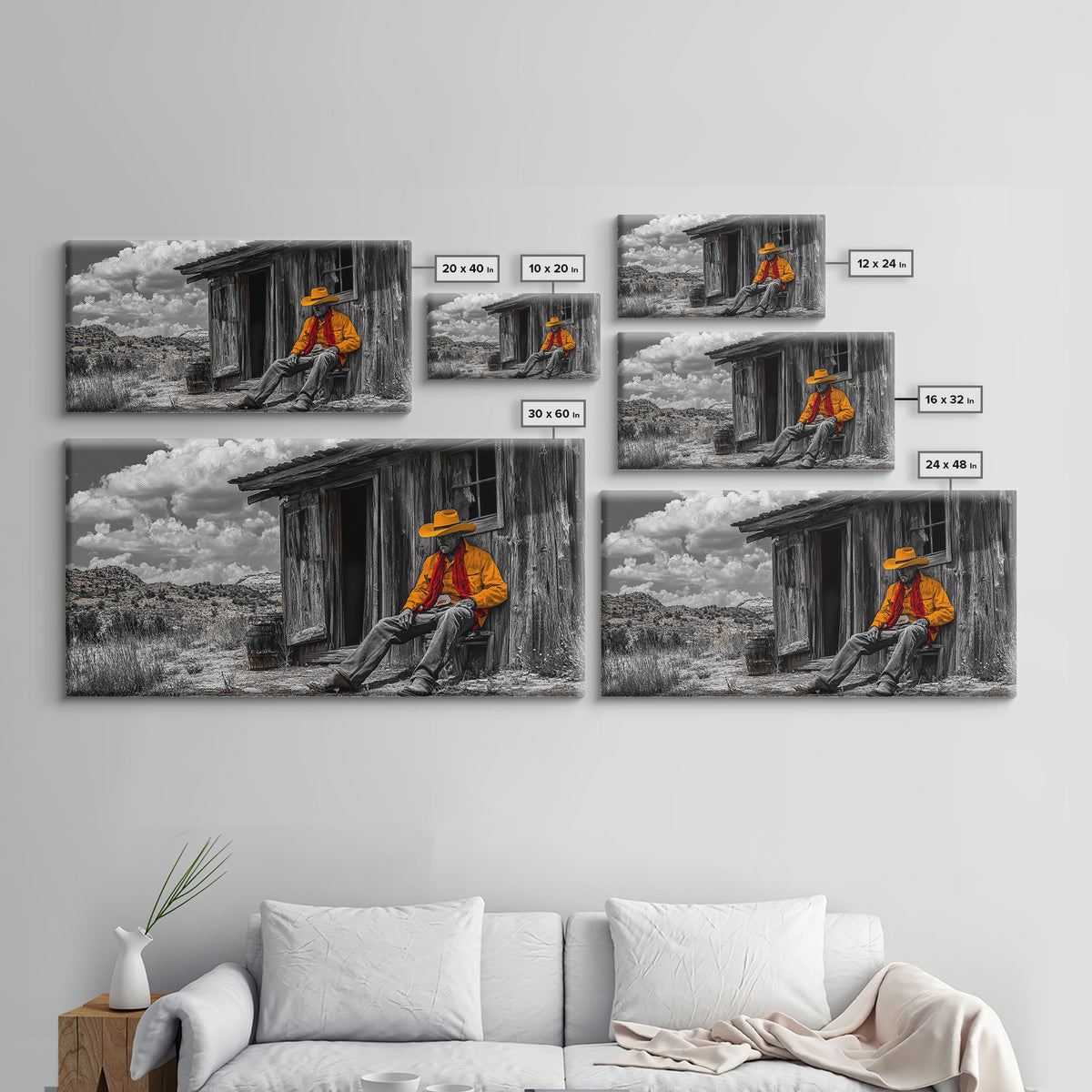 Cowboy Cabin Framed Canvas Print | Rustic Wall Art | Southwest Decor | Chicano Art | Above Couch Art | Moody Art | Western Landscape Art