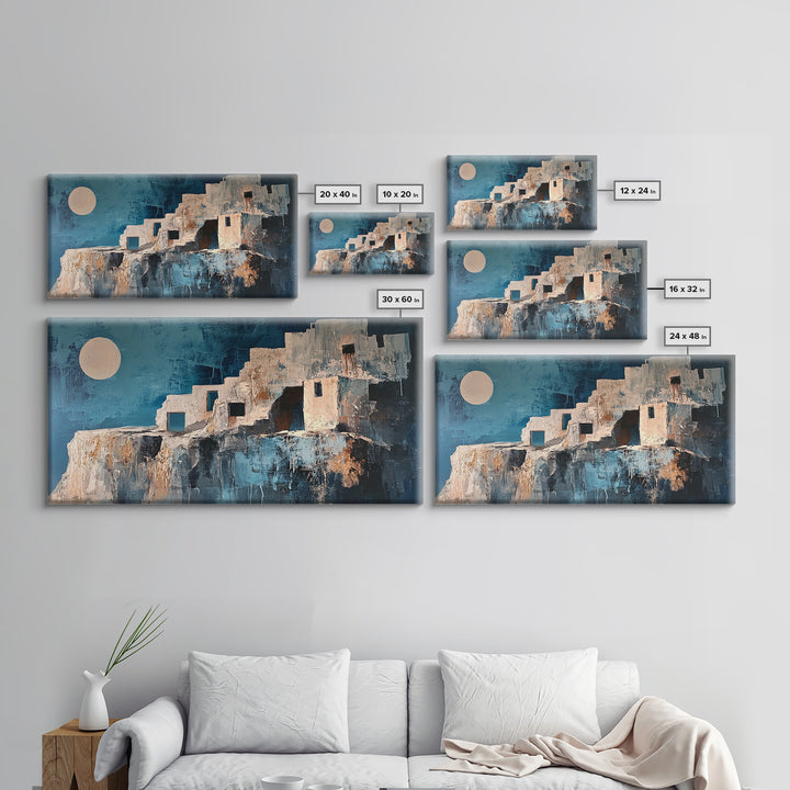 Adobe House, Southwest Wall Art, Boho Art, Wabi Sabi Art, Rustic Decor, Extra Wide Art, Bright Home Decor, Framed Canvas Print