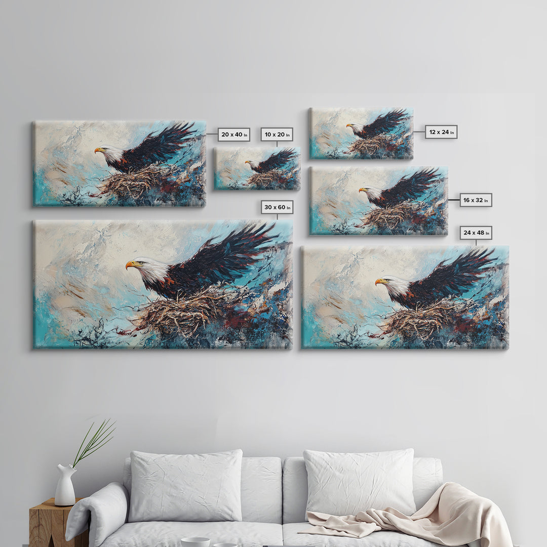 Bald Eagle, Bird Art, Rustic Decor, Wildlife Art, Mountain Painting, Southwest Wall Art, Living Room Art, Framed Canvas Print, Moody Art
