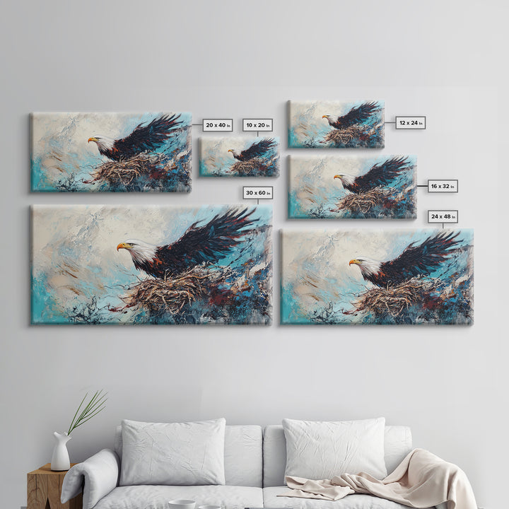 Bald Eagle, Bird Art, Rustic Decor, Wildlife Art, Mountain Painting, Southwest Wall Art, Living Room Art, Framed Canvas Print, Moody Art