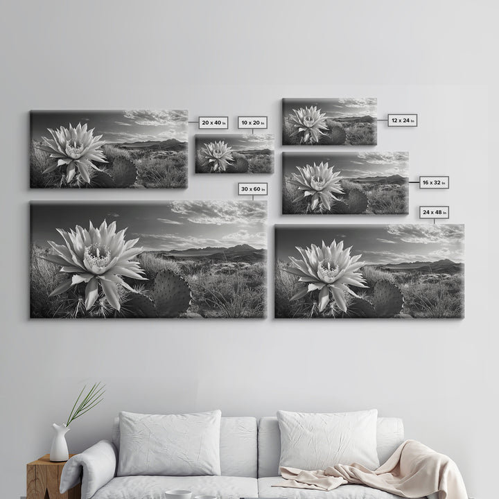 Cactus Bloom, botanical prints, wildflower painting, nature art, scenic mountain landscape, rustic wall art, southwest decor, Framed Canvas Print