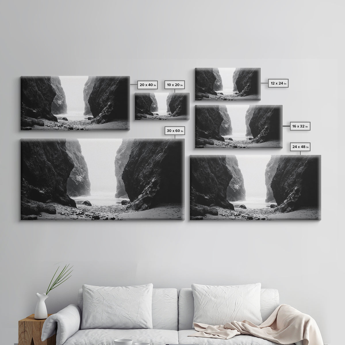 Canyon, moody art, dramatic landscape, rustic decor, wabi sabi art, minimalist art, vertical wall art, farmhouse art, framed canvas print