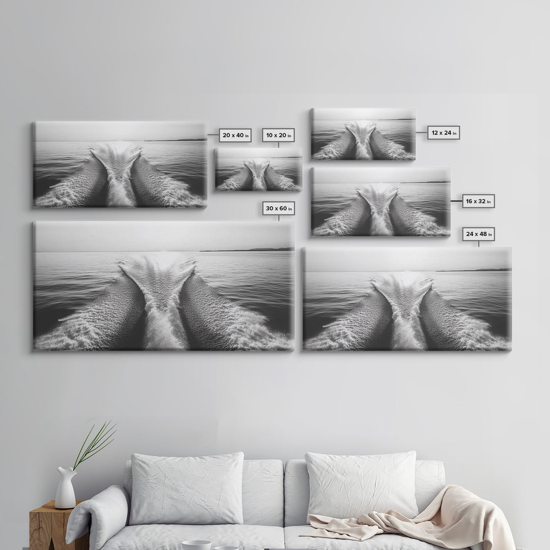 Nautical painting, ocean waves, coastal decor, seascape painting, panoramic art, extra wide art, framed canvas print
