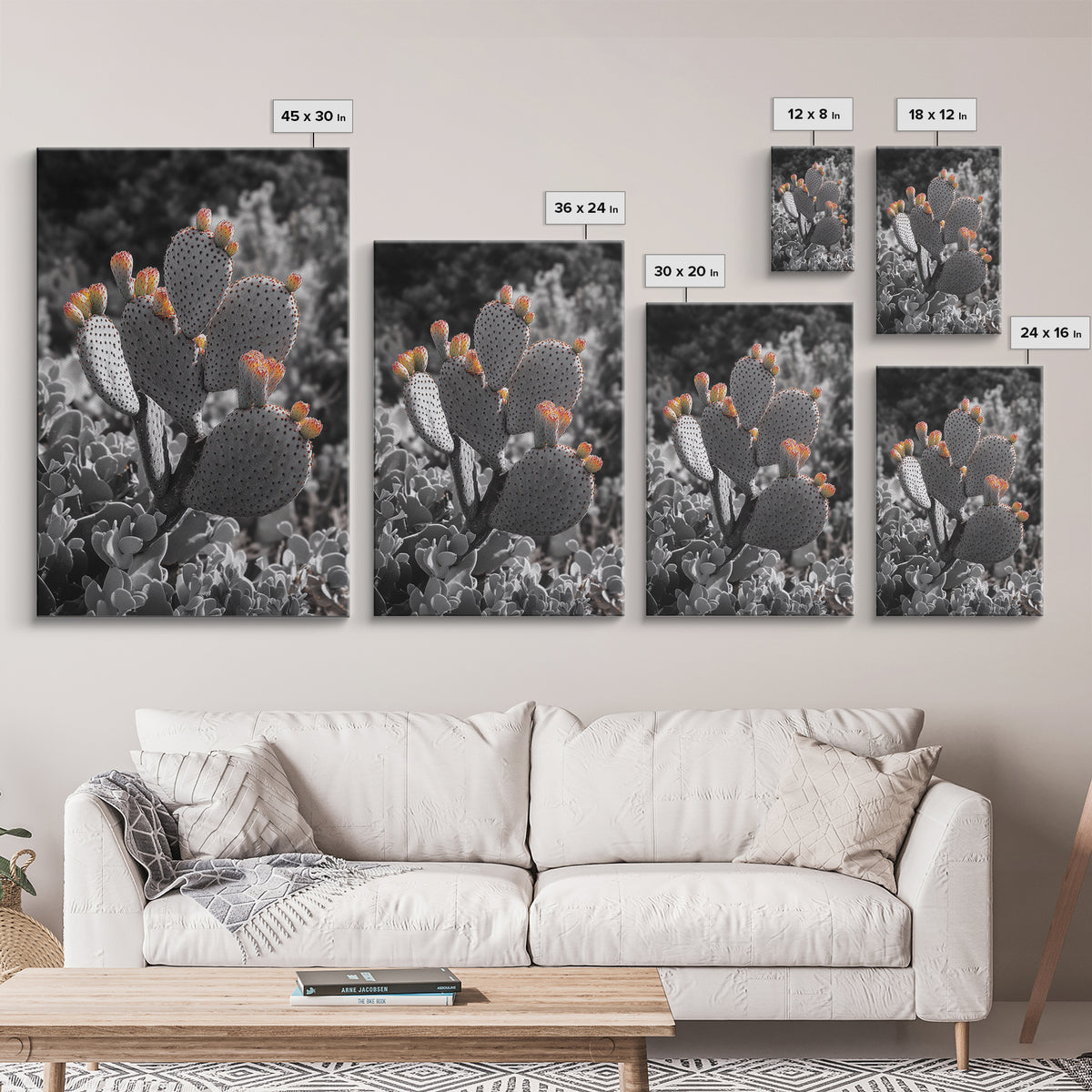 Desert cactus, southwest wall art, Joshua tree art, framed canvas print, botanical prints, rustic boho decor, floral desert painting