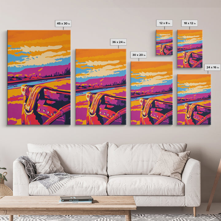 Desert Saddle, southwest wall art, rustic wall art, colorful western art, Joshua tree art, extra wide art, framed canvas print