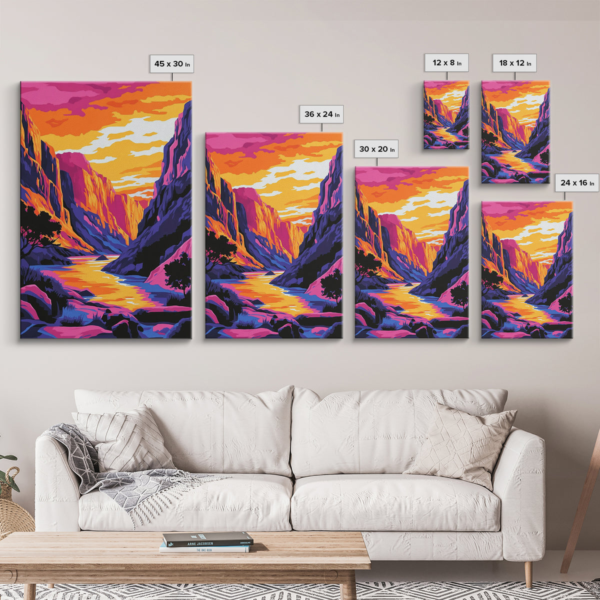 Canyon Sunset, Landscape Painting, Pink Orange Wall Art, Canvas Print, Southwest Wall Art, Nature Wall Art, Rustic Art, Gift Idea