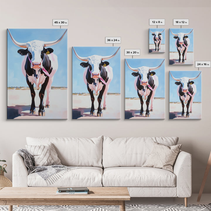 Longhorn Cow, Western Wall Art, Rustic Decor, Canvas Print, Southwest Wall Art, Farmhouse Art, Gift Idea, Living Room Art, Boho Art