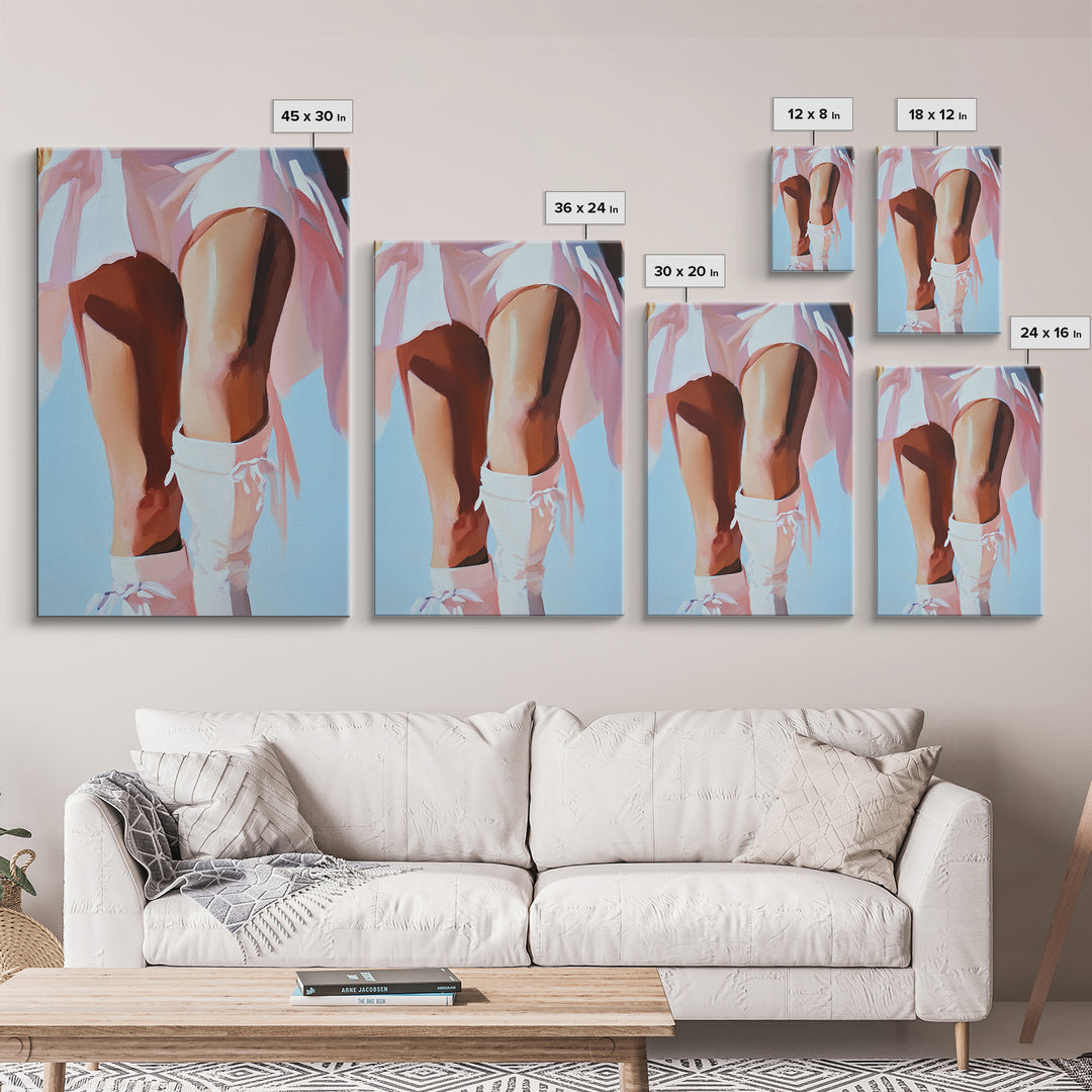 Cowgirl Boots, black cowgirl painting, coastal cowgirl wall art, rustic decor, light pink wall art, western aesthetic, Framed Canvas Print