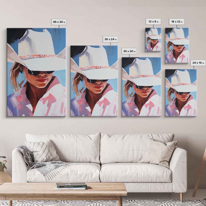 Cowgirl, Western Art, Rustic Decor, Coastal Cowgirl Wall Art, Canvas Print, Gift Idea For Her, Bedroom Art, Above Bed Wall Art