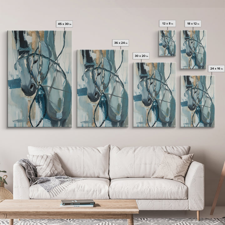 Abstract Horse, Moody Art, Horse Wall Art, Coastal Cowgirl Wall Art, Framed Canvas Print, Equestrian Decor, Rustic Art, Farmhouse Style