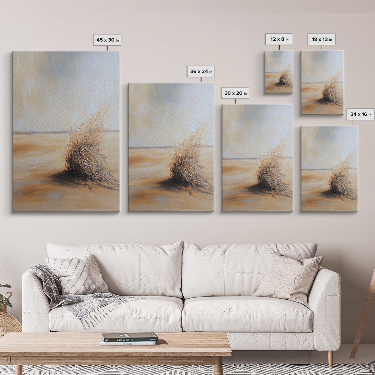 Desert Tumbleweed, southwest wall art, wabi sabi art, minimalist art, rustic decor, moody art, landscape painting, Canvas Print
