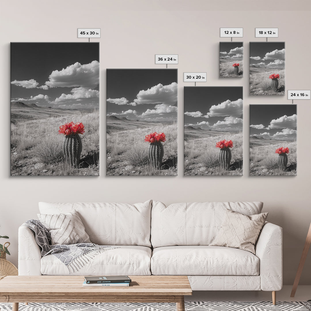Cactus Bloom, Wildflower Painting, Botanical Prints, Nature Art, Rustic Decor, Southwest Wall Art, Canvas Print, Living Room Art