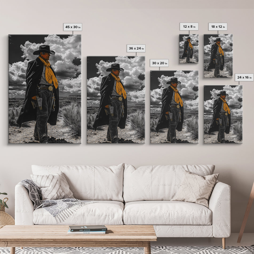 Cowboy Art, Western Wall Art, Black Cowgirl Painting, Southwest Decor, Moody Art, Rustic Home Decor, Framed Canvas Print, Gift Idea