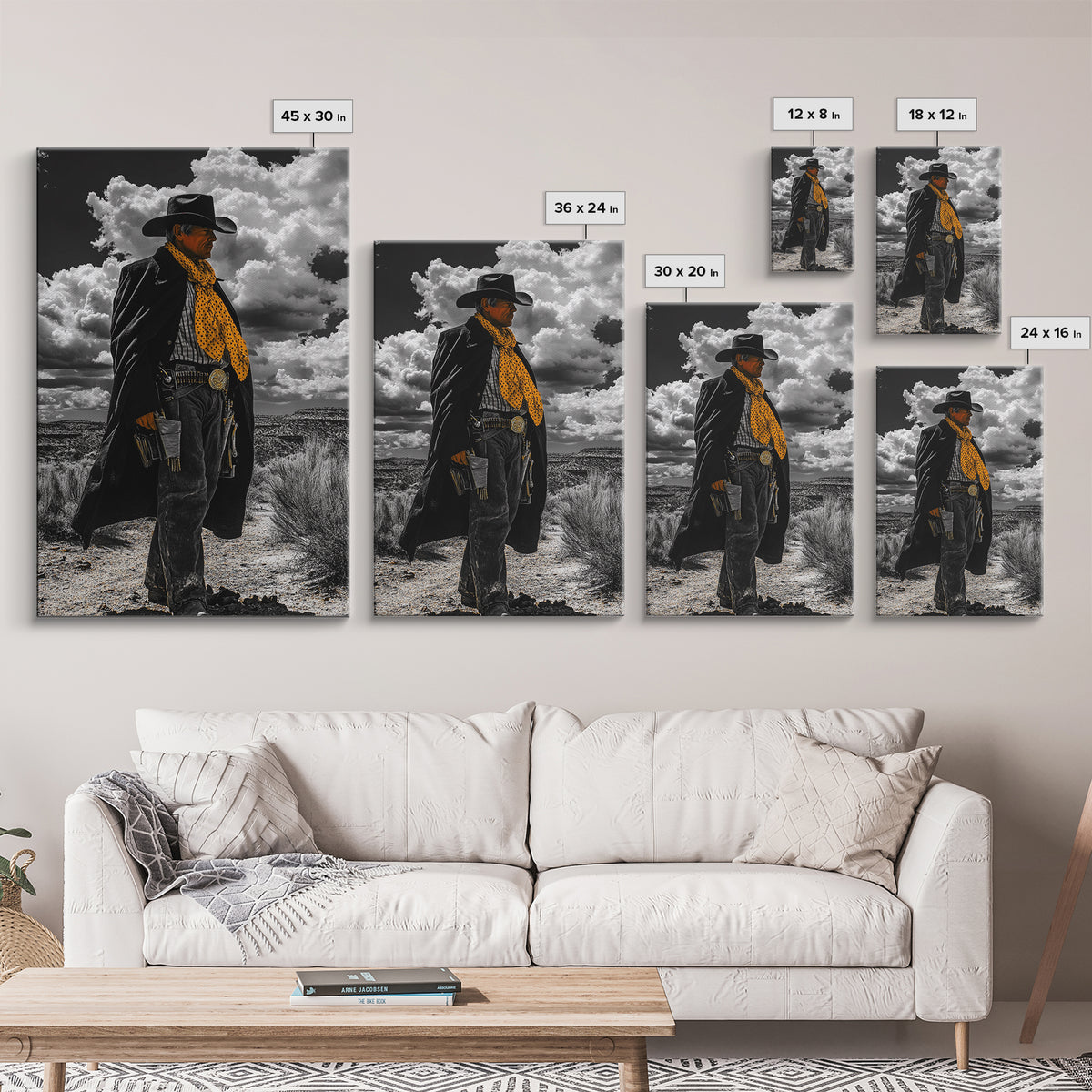 Cowboy Art, Western Wall Art, Black Cowgirl Painting, Southwest Decor, Moody Art, Rustic Home Decor, Framed Canvas Print, Gift Idea