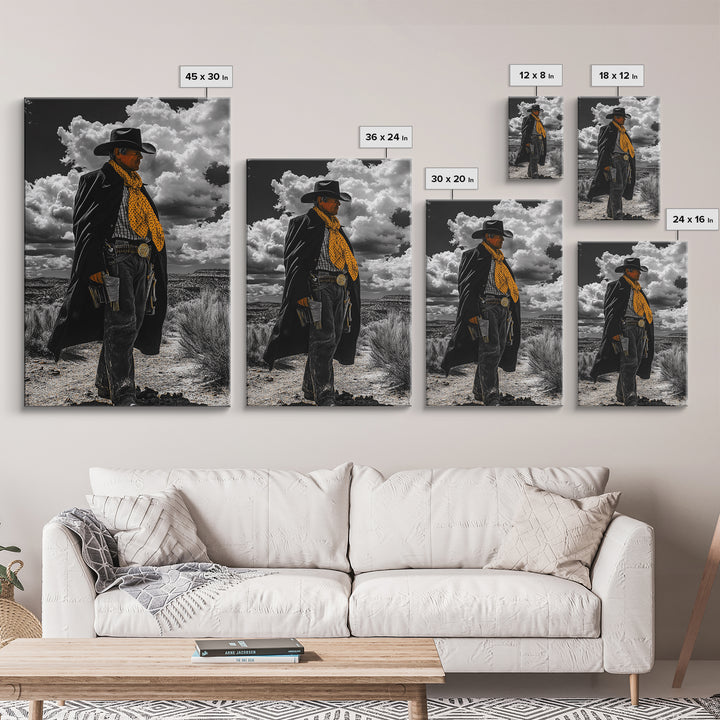 Cowboy Art, Western Wall Art, Black Cowgirl Painting, Southwest Decor, Moody Art, Rustic Home Decor, Framed Canvas Print, Gift Idea