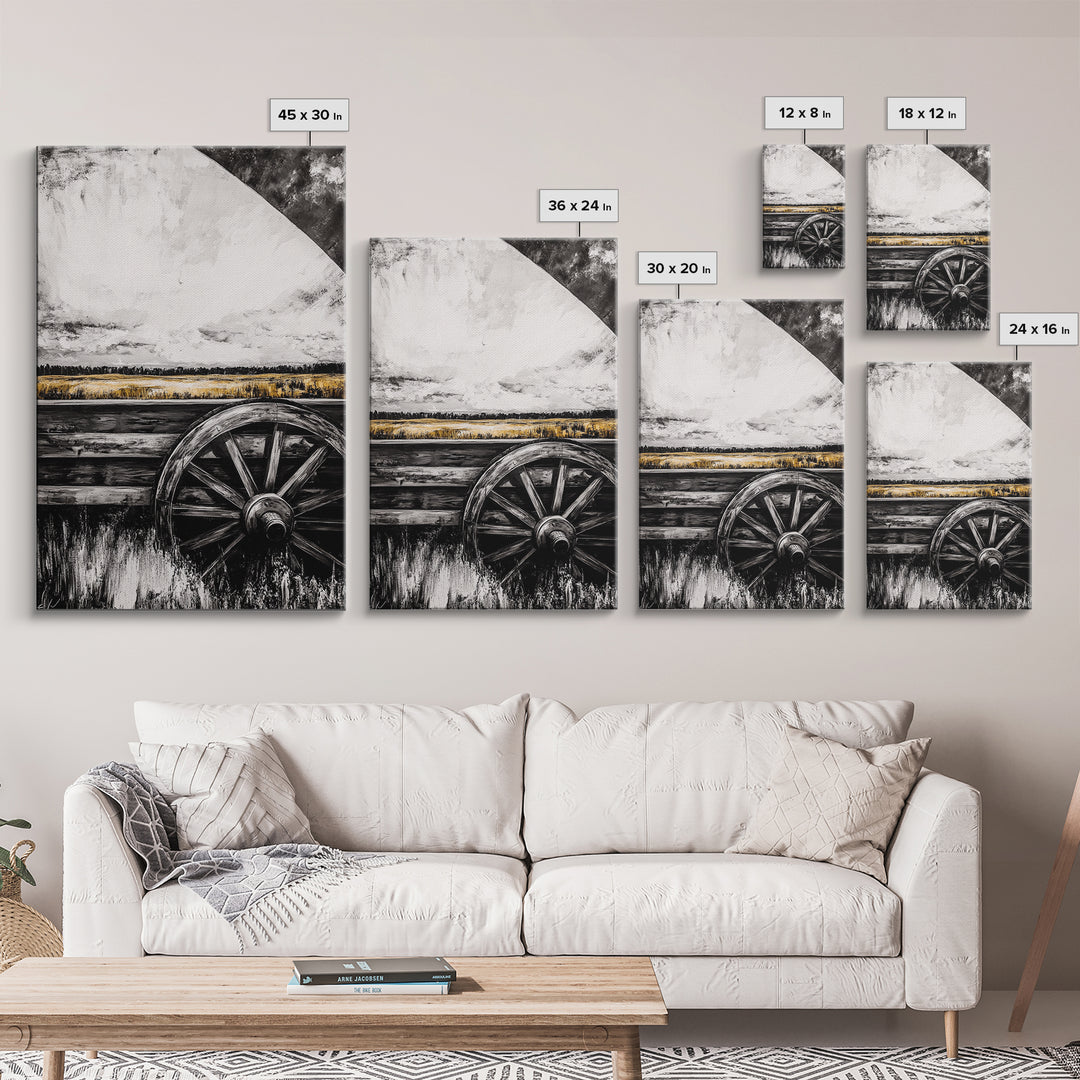 Rustic Wagon Wheel, Moody Art, Farmhouse Wall Art, Framed Canvas Print, Southwest Decor, Western Aesthetic, Above Sofa Art, Gift Idea