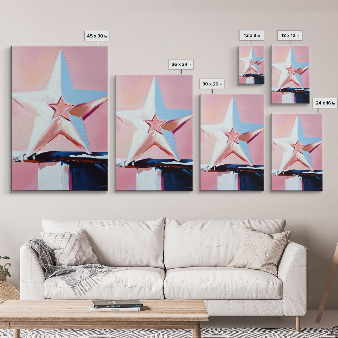 Pastel Star Painting, Light Pink Wall Art, Abstract Star Art, Whimsical Art, Matisse Wall Art, Canvas Print, Minimalist Art, Bedroom Art