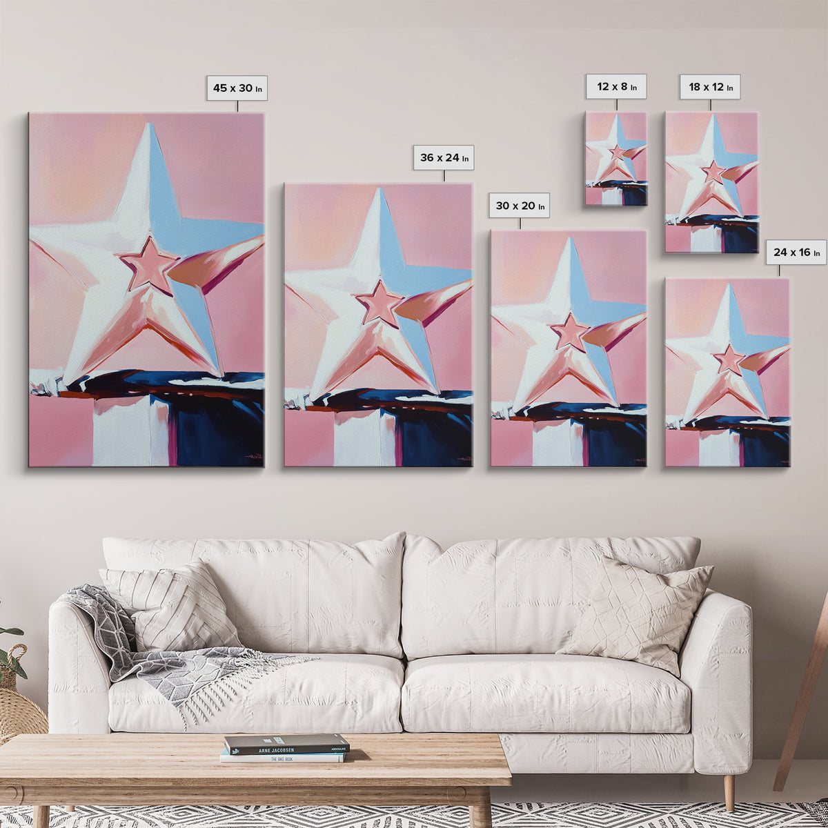 Pastel Star Painting, Light Pink Wall Art, Abstract Star Art, Whimsical Art, Matisse Wall Art, Canvas Print, Minimalist Art, Bedroom Art