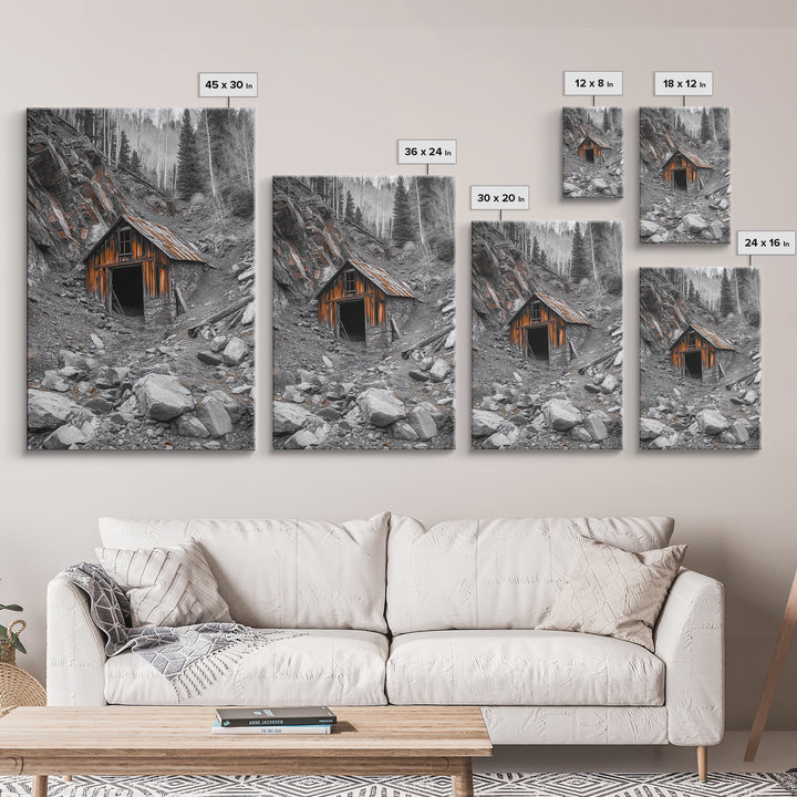 Cabin in the Woods, Rustic Barn Art, Wabi Sabi Wall Art, Moody Nature Art, Farmhouse Wall Art, Gift Idea, Framed Canvas Print, Boho Art