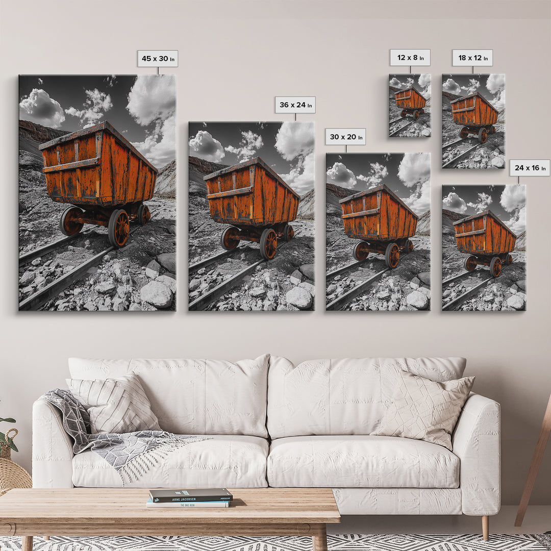 Old Mine Cart, Rustic Decor, Southwest Wall Art, Industrial Art, Wabi Sabi Wall Art, Moody Art, Canvas Print, Gift Idea