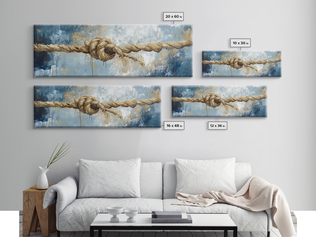 Nautical Rope Art, rustic decor, nautical painting, coastal decor, farmhouse art, wabi sabi art, framed canvas print, moody art