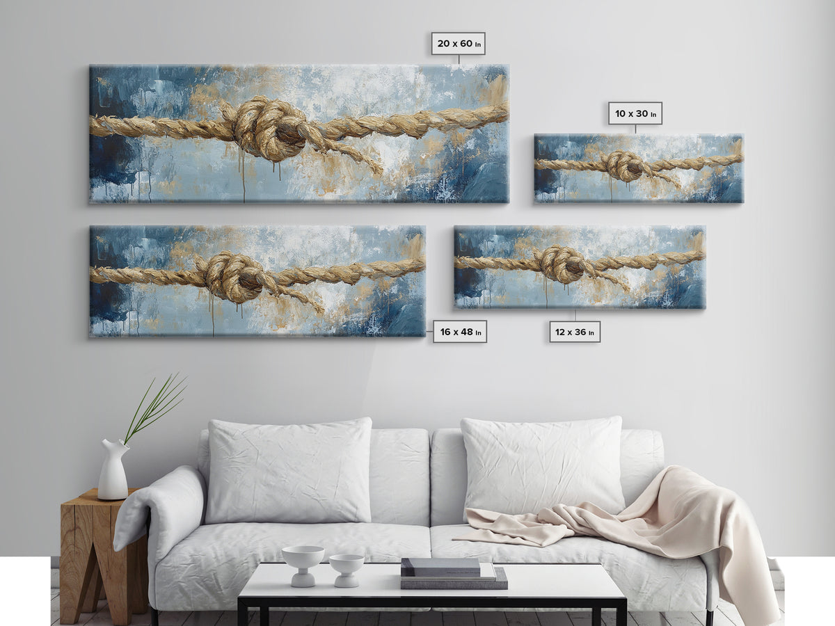 Nautical Rope Art, rustic decor, nautical painting, coastal decor, farmhouse art, wabi sabi art, framed canvas print, moody art