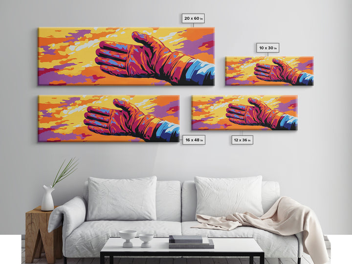 Vibrant Leather Glove Art, Canvas Print, Pink Orange Wall Art, Southwest Wall Art, Whimsical Art, Extra Wide Art, Rustic Decor