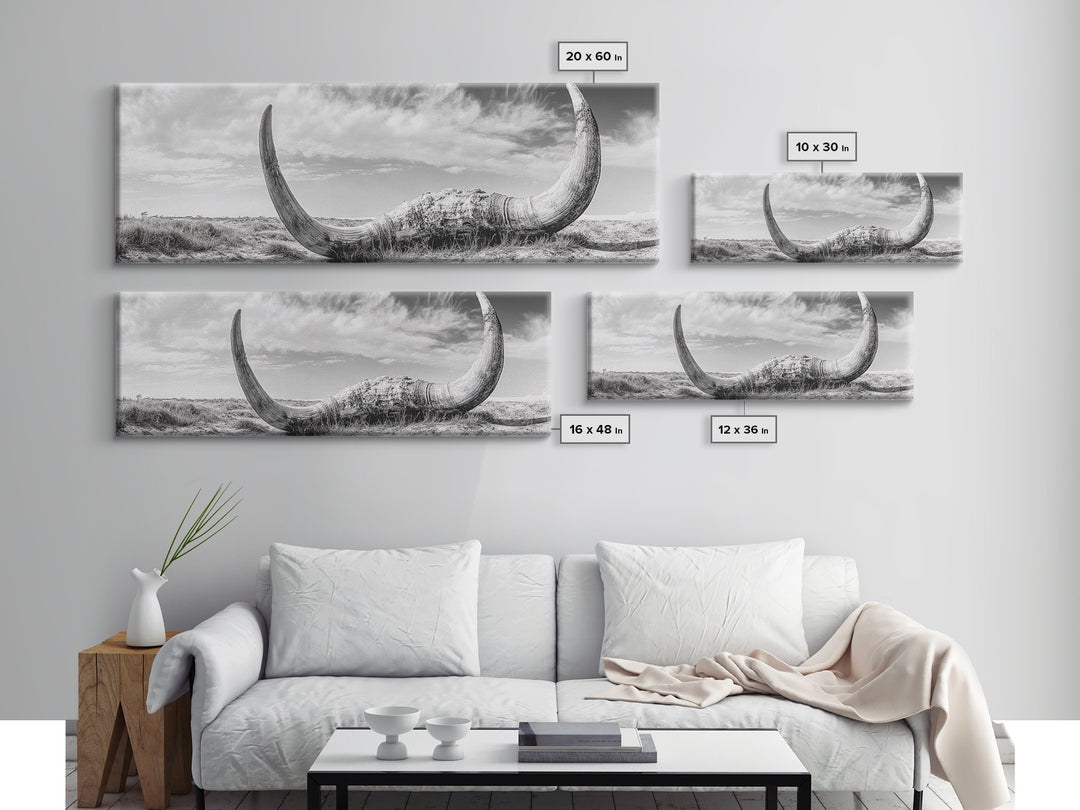 Bull Horns, bull and bear art, rustic art, dark romance painting, wabi sabi wall art, minimalist art, framed canvas print