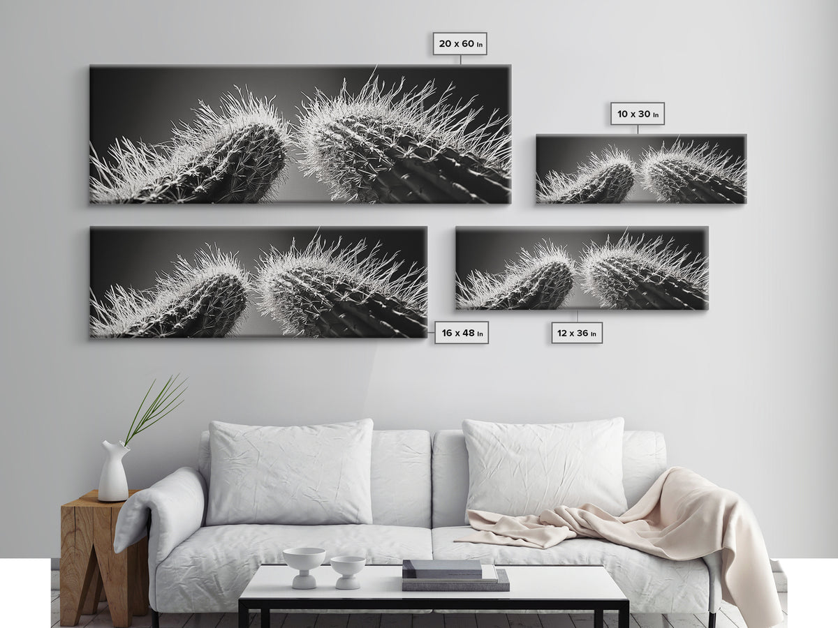 Desert Cactus, southwest wall art, moody art, Joshua tree art, extra wide wall art, nature photography, framed canvas print