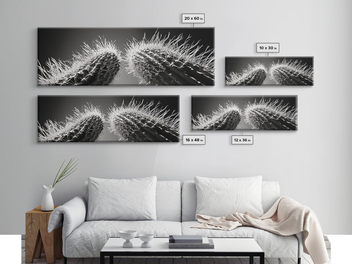 Desert Cactus, southwest wall art, moody art, Joshua tree art, extra wide wall art, nature photography, framed canvas print