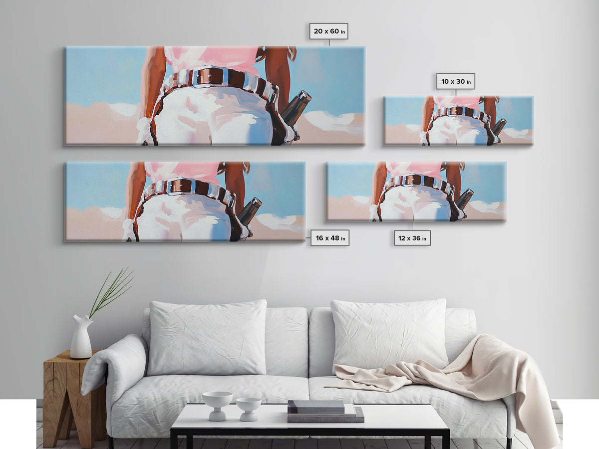 Cowgirl Painting, black cowgirl painting, western wall art, coastal cowgirl wall art, rustic decor, vibrant art, framed canvas print