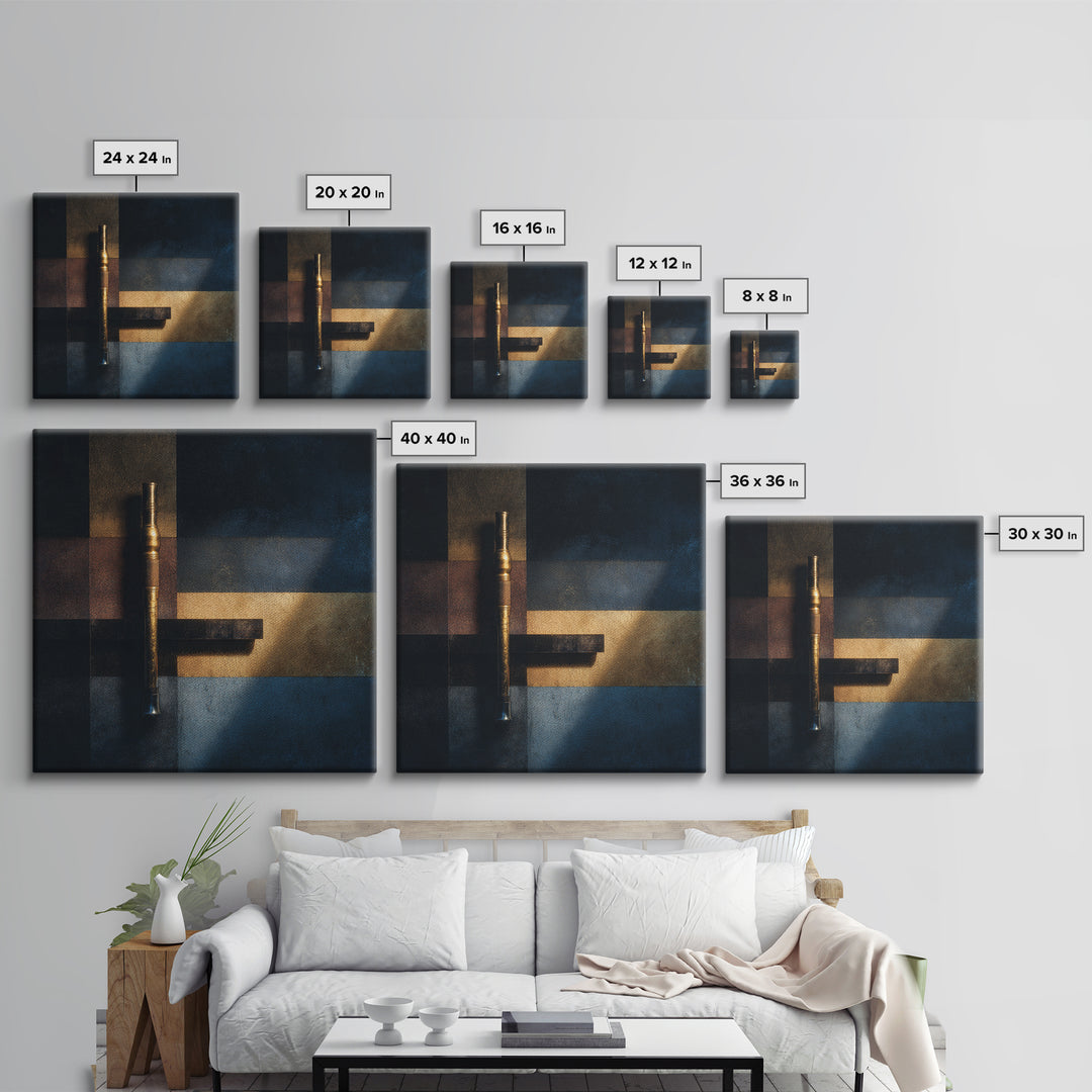 Conductor Baton and Sheet Shapes Without Text Canvas Print, Recording Studio Art, Music Posters, Studio Decor, Abstract Art, RSA-1x1-18