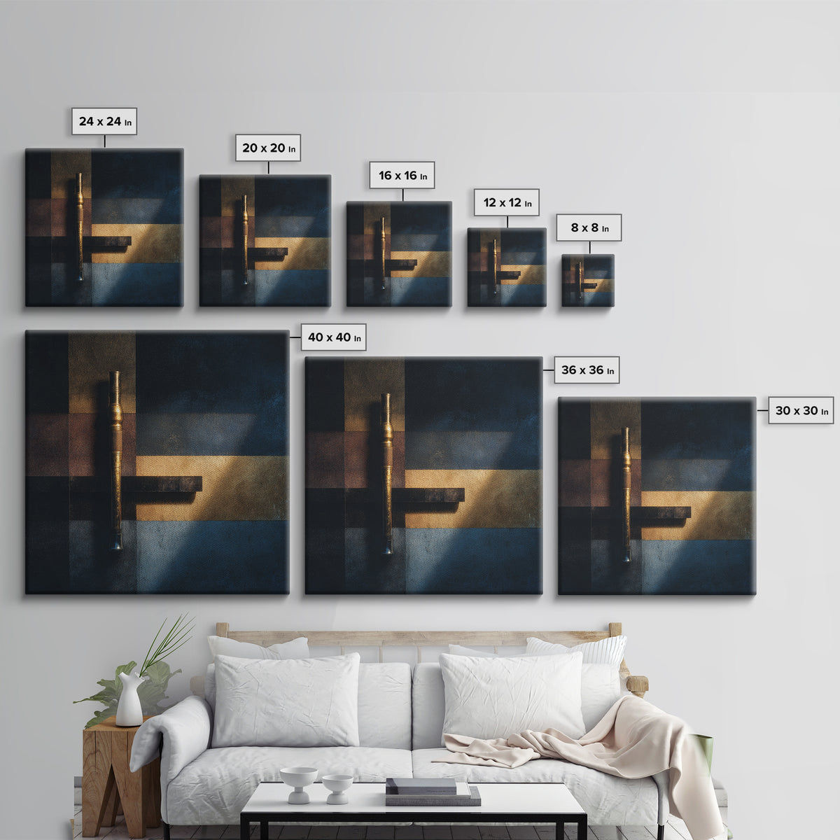 Conductor Baton and Sheet Shapes Without Text Canvas Print, Recording Studio Art, Music Posters, Studio Decor, Abstract Art, RSA-1x1-18
