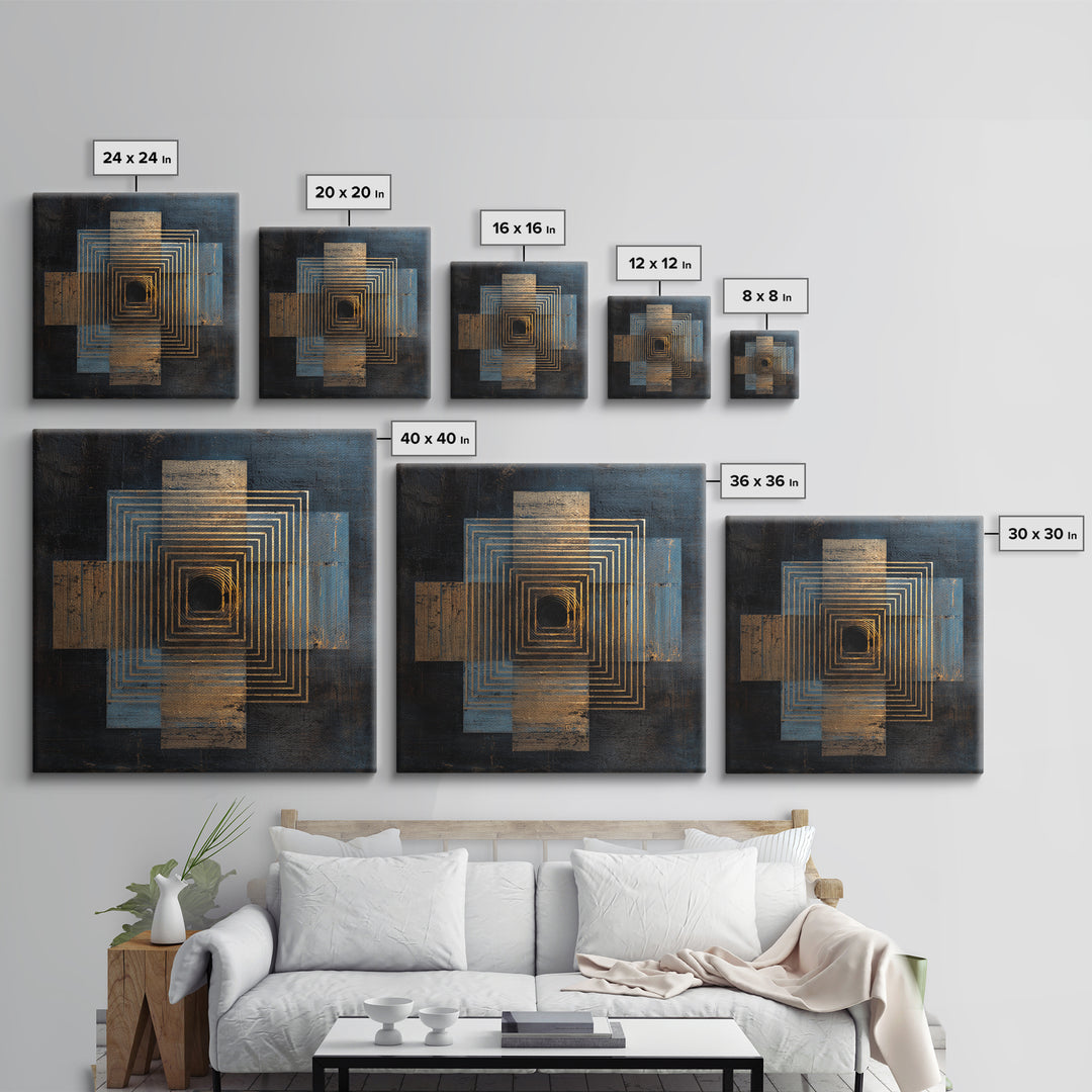 Soundwave Abstract with Black and Gold Lines Canvas Print, Recording Studio Art, Dtf Prints, Studio Decor, Fine Art, Analog, RSA-1x1-3